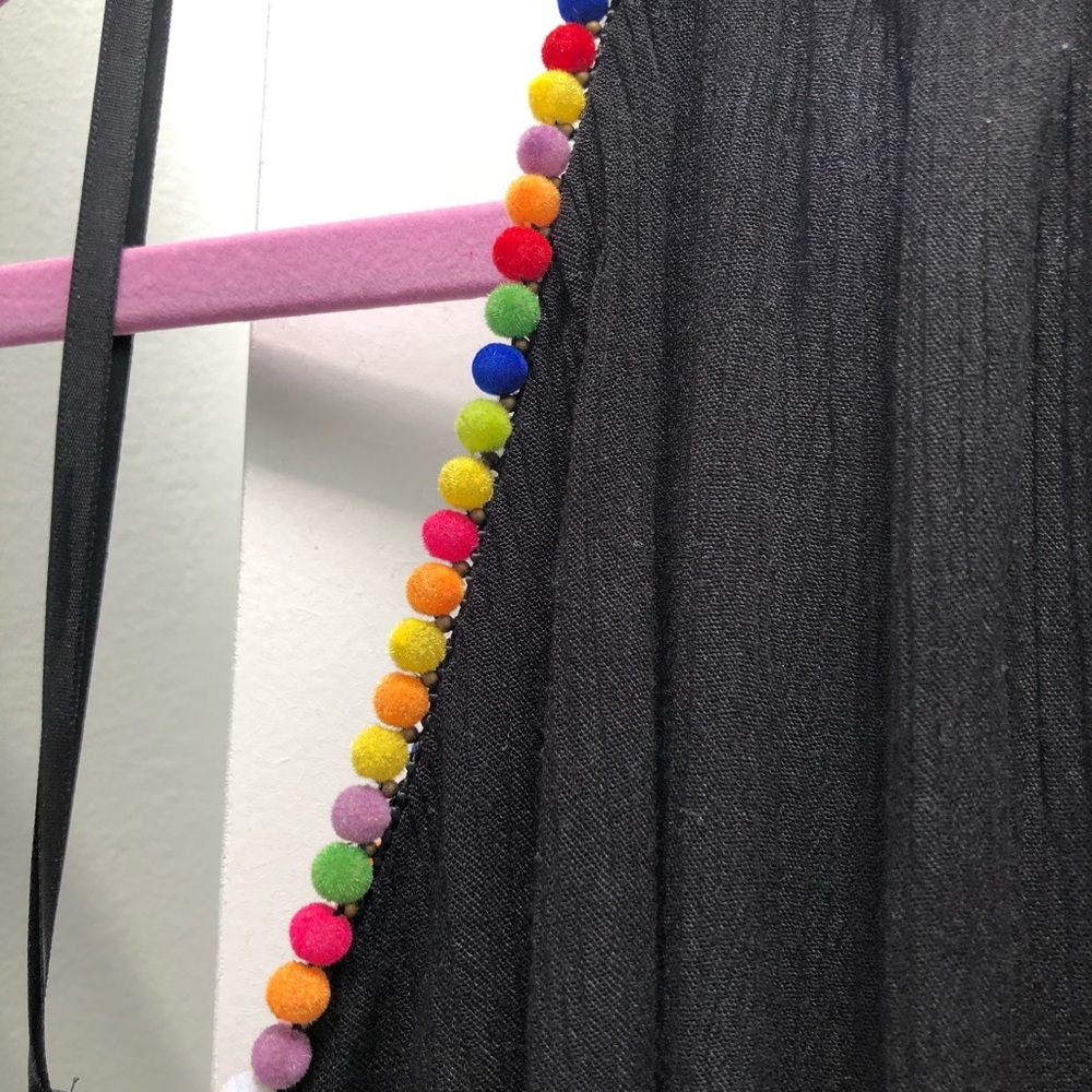 South Moon Under Black Tank w/ Colorful Pom Poms